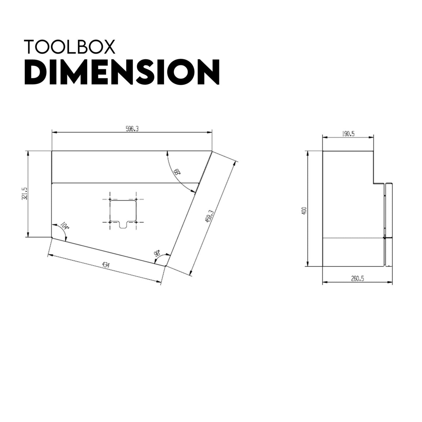 Under Tray Tool Box Underbody Pair Set 600mm Black Aluminium