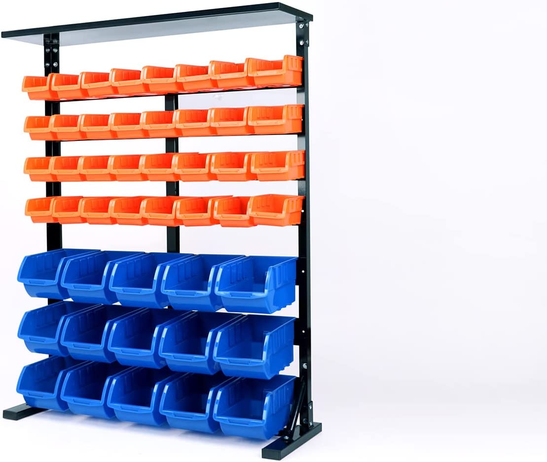 50-Piece Bin Wall Mounted Parts and Tool Storage Rack Organizer Rack for Workshop Tools