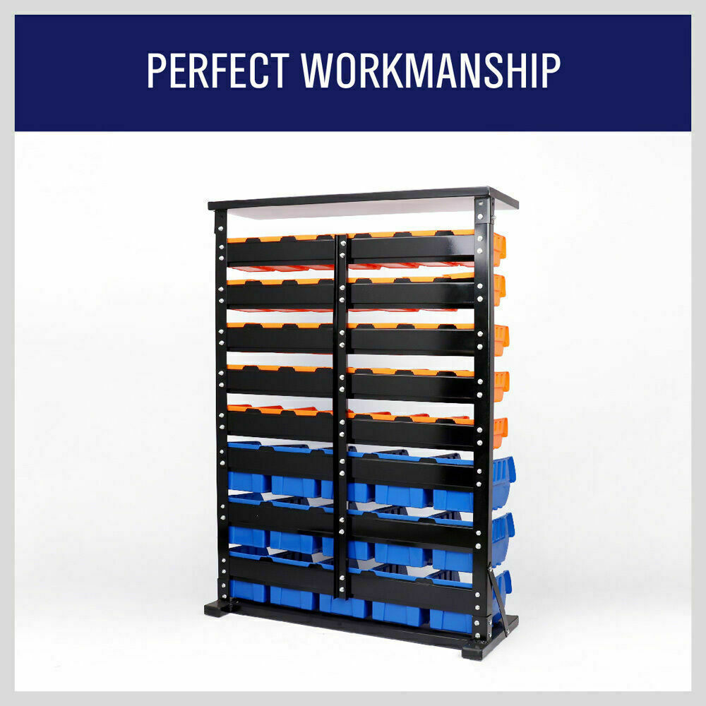 50-Piece Bin Wall Mounted Parts and Tool Storage Rack Organizer Rack for Workshop Tools