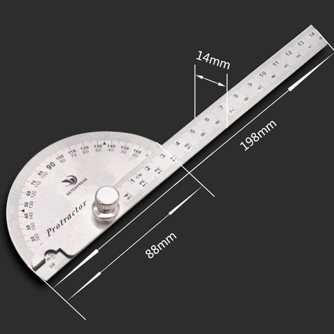 Stainless Steel Protractor with 0-145mm Arm and 0-180 Degree Angle Measurement
