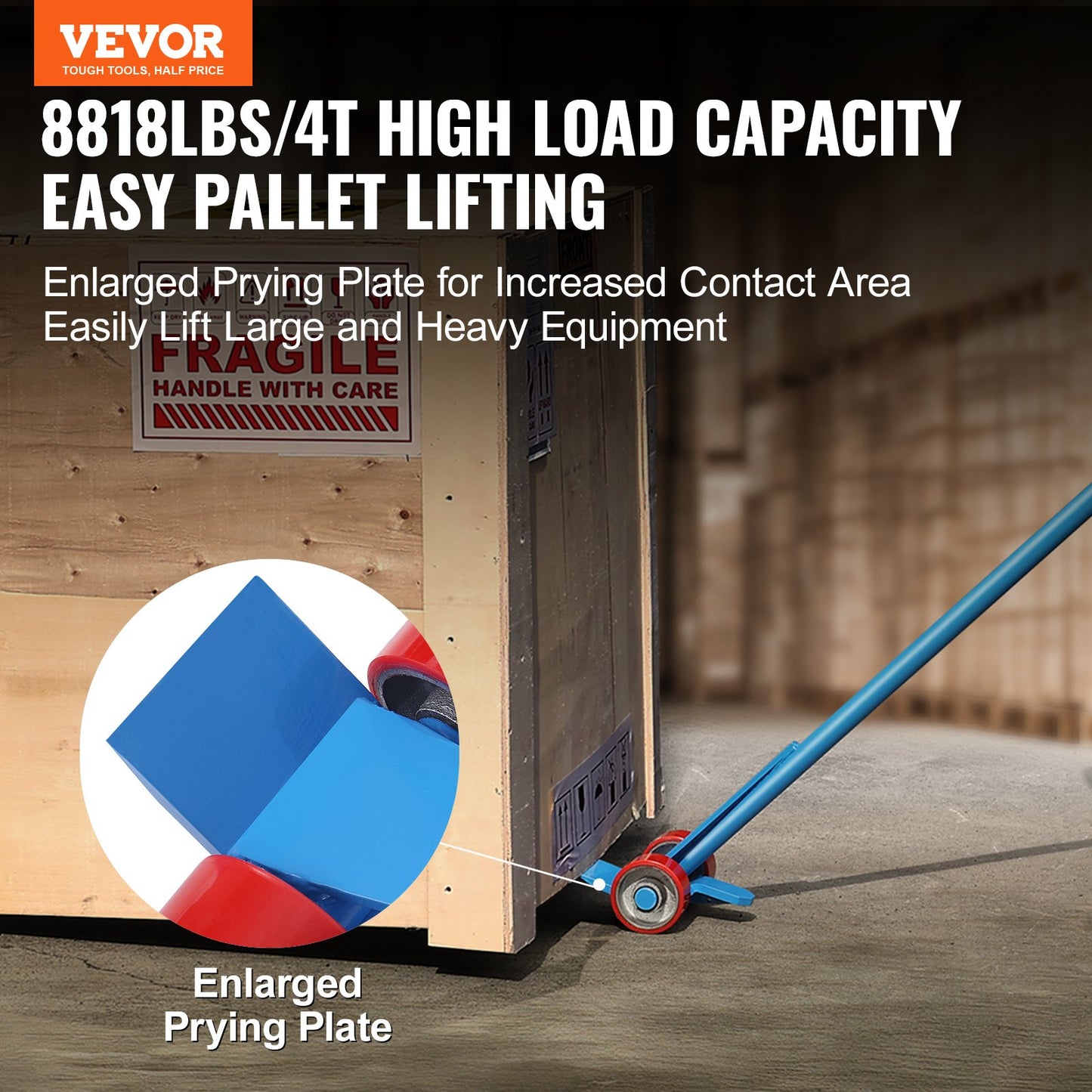 VEVOR Pallet Buster, 152.4 cm Handle, 4 ton Weight Capacity, Q235 Carbon Steel, Heavy Duty Deck Wrecker Demolition Wood Pallet Tool Breaker Pry Bar Puller for Efficient and Effortless Board Removal