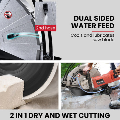 BAUMR-AG 2400W Electric Concrete Saw 355mm Demolition Cutter Wet Dry Demo Tool Circular Cutting
