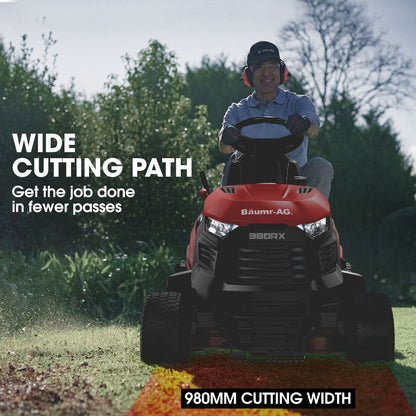 BAUMR-AG 38" Ride On Mower Tractor, Electric Start, 14hp 452cc, Hydrostatic, 100kg Towing, 7 Cut Heights