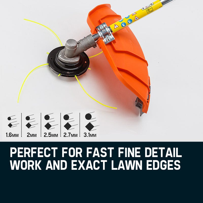 MTM 62cc 7in1 Brush Cutter Garden Multi-Tool , Pole Hedge & Line Trimmer, Bullhorn Handle, 12" Tree Trimming Pruning