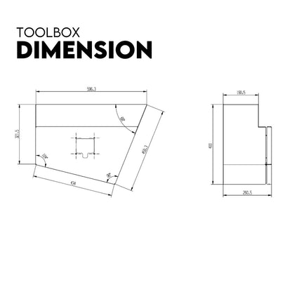 Under Tray Tool Box Underbody Pair Set 600mm Black Aluminium