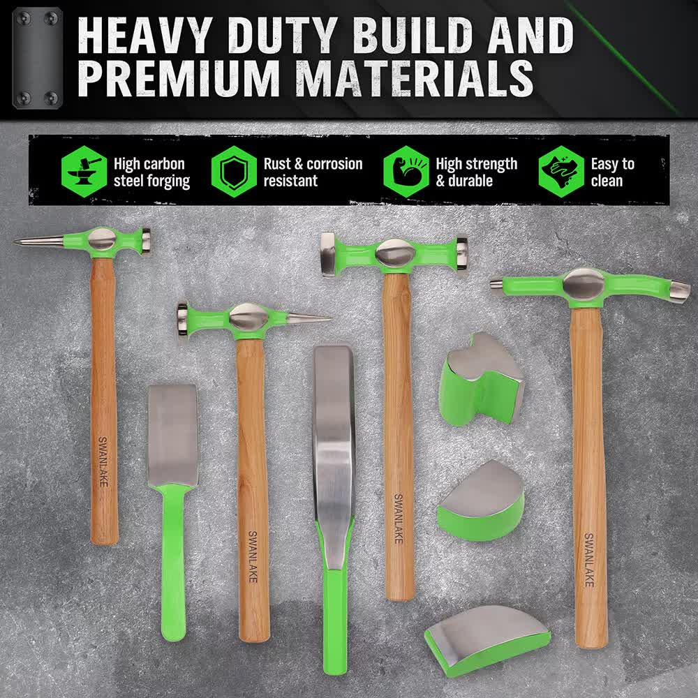 9-Piece Auto Body Hammer Dolly Set Car Body Dent Repair Tool Case