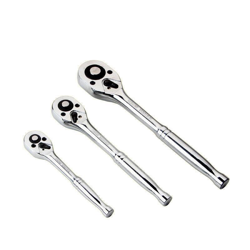 Quick Release Ratchet Handle 1/4 inch 3/8 inch 1/2 inch Drive Reversible Socket Wrench - 12x150x27mm