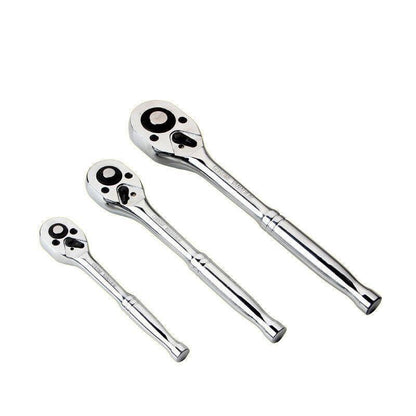 Quick Release Ratchet Handle 1/4 inch 3/8 inch 1/2 inch Drive Reversible Socket Wrench - 12x150x27mm