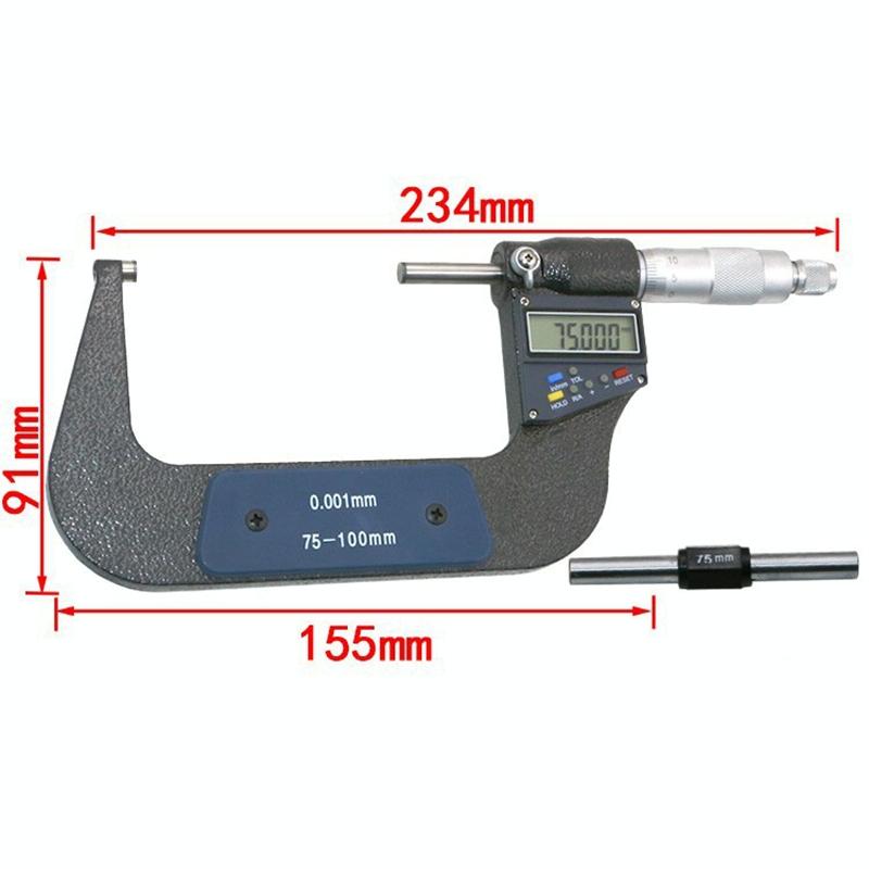 Precision Digital Micrometer - 0.001mm Resolution - 75-100mm