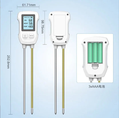 3-in-1 Soil Detector for pH, Moisture, and Temperature - Gardening Tool for Healthy Plants (Battery not included)