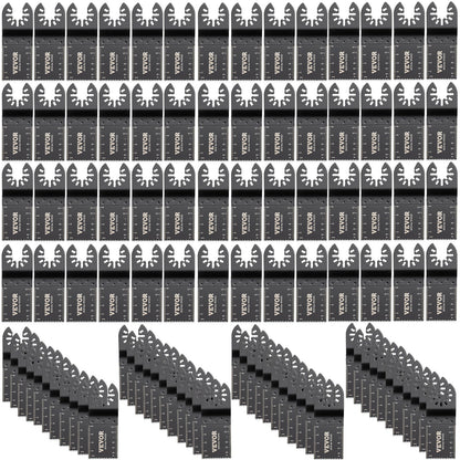 VEVOR 100PCS Oscillating Saw Blades, Quick Release Multitool Blades Kit, HCS Tool Blades for Wood Plastic, Compatible with Dewalt Dremel Fein Worx Bosch Makita Milwaukee