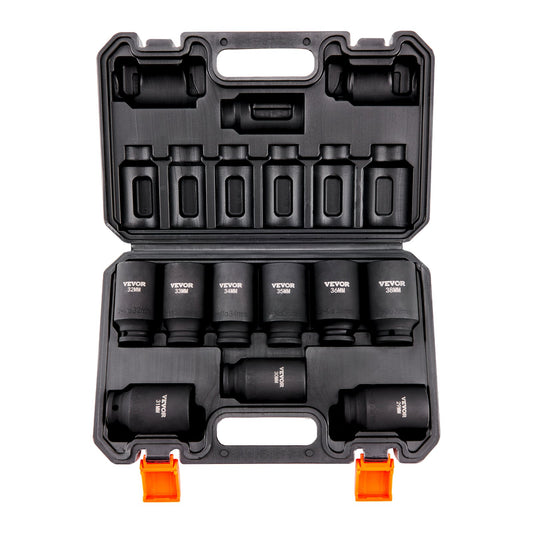 VEVOR Impact Sockets Set 9pcs 6-Point 1/2in Metric Drive Bit Ratchet Tool Kit