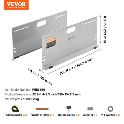 VEVOR Wheel Alignment Tool, 2-Pack Alignment Tool Toe Plates, Stainless Steel Toe Angle Measurement Tool Plate, 4 Alignment Rods and Magnetic Slots, Includes Measuring Tapes & Conversion Chart