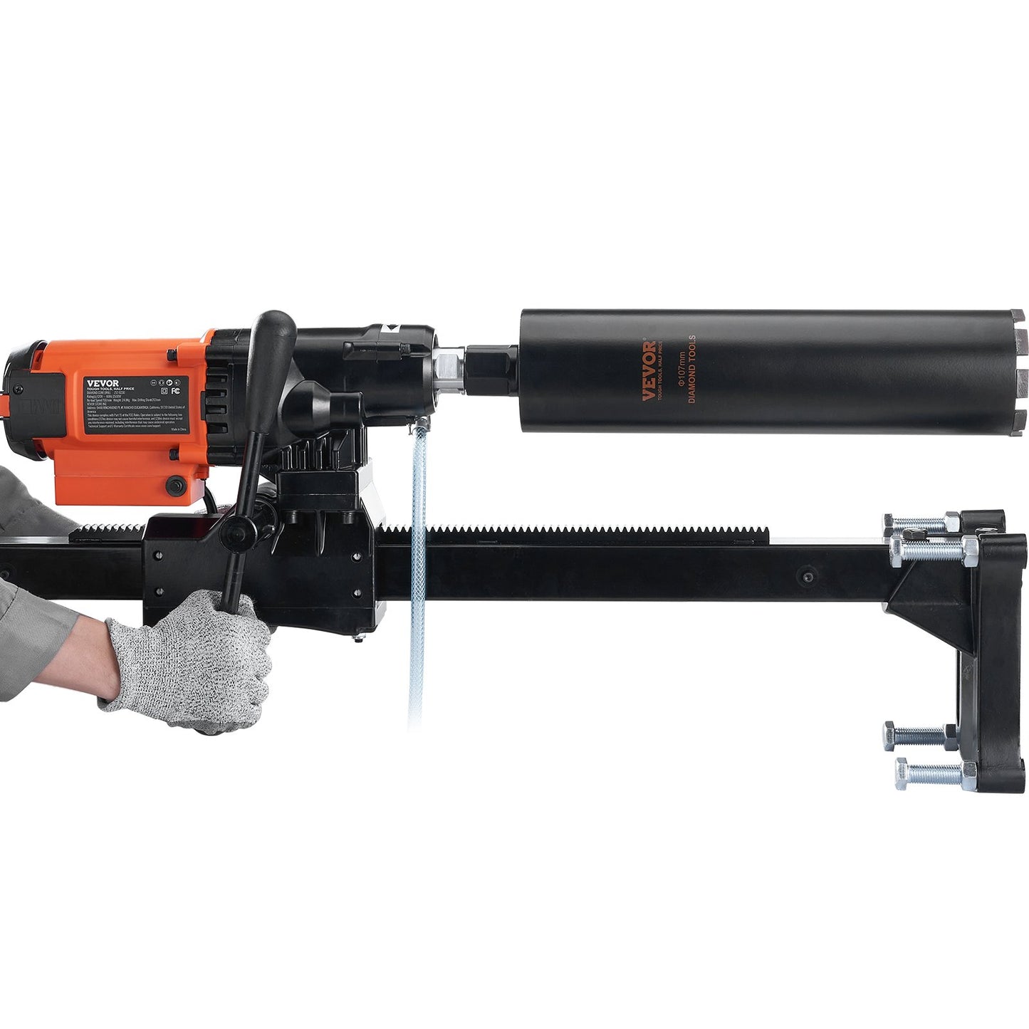 VEVOR Diamond Core Drilling Machine, 8in Wet&Dry Concrete Core Drill Rig with Stand, 750RPM Speed & 1-1/4" 5/8" Thread & Lifting Handle, 8in Drilling Diameter for Concrete Brick Block Stone, 2500W
