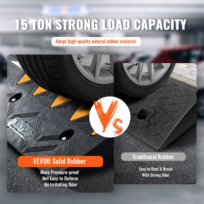 VEVOR Rubber Curb Ramp 10.8 cm Rise Height Sidewalk Curb Ramp, 30 cm Width 50 cm Length Driveway Ramp for Curb, 15T Heavy Duty Rubber Ramp for Forklifts, Trucks, Buses, Cars, Wheelchairs, Bikes
