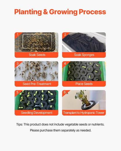 VEVOR Hydroponic Growing System with Grow Light 30 Pods Hydroponic Tower Garden