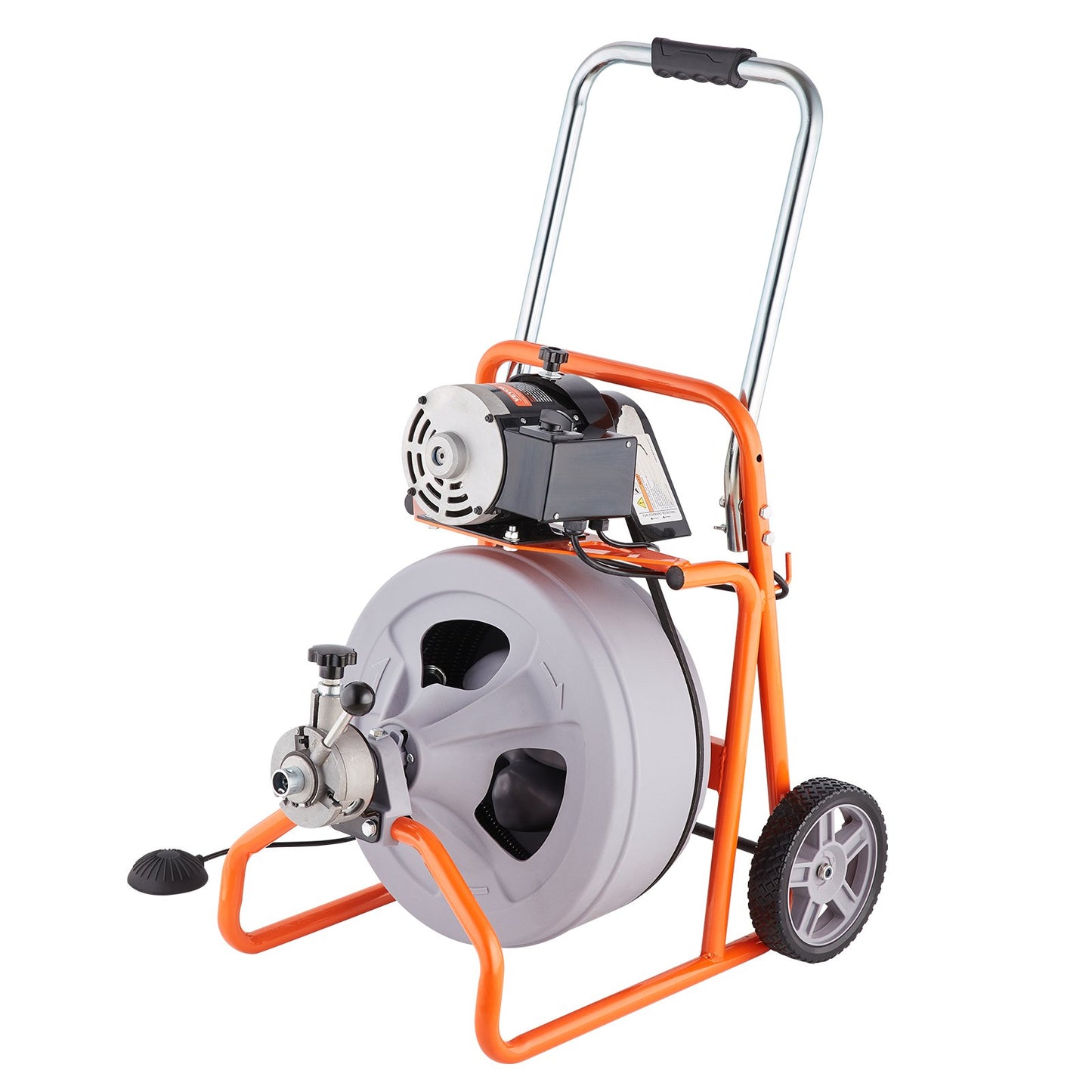 VEVOR Drain Cleaner Machine 75FT x 1/2 Inch Auto Feed with Wheels & 8 Cutters