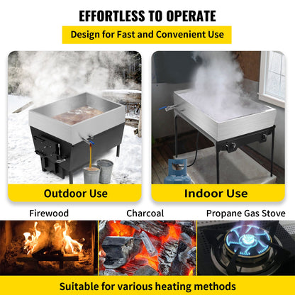 VEVOR Maple Syrup Evaporator Pan 76x41x24 cm Stainless Steel Maple Syrup Boiling Pan with Valve for Boiling Maple Syrup