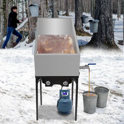 VEVOR Maple Syrup Evaporator Pan 76x41x24 cm Stainless Steel Maple Syrup Boiling Pan with Valve for Boiling Maple Syrup